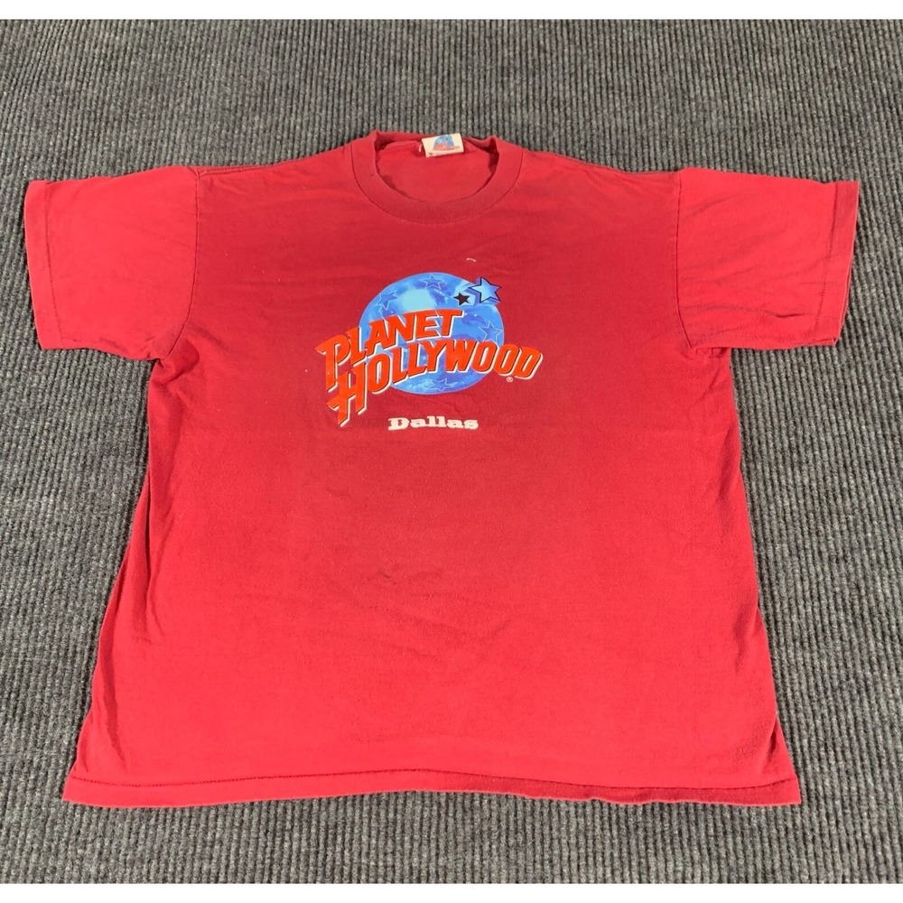 VTG Planet Hollywood T Shirt Mens Large Red‎ Dallas Texas Single Stitch USA 90s